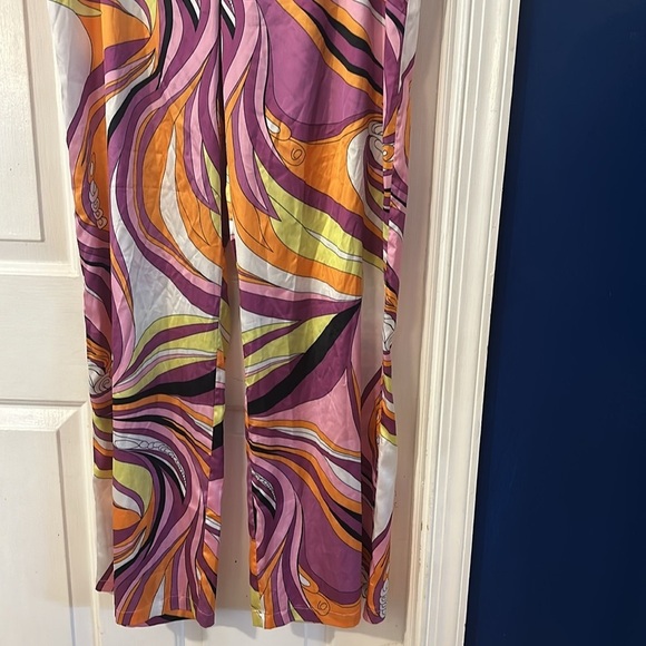 NWOT Women’s Princess Polly Pink Retro Print Polyester Wide Leg Pants Size 10 - Picture 5 of 7